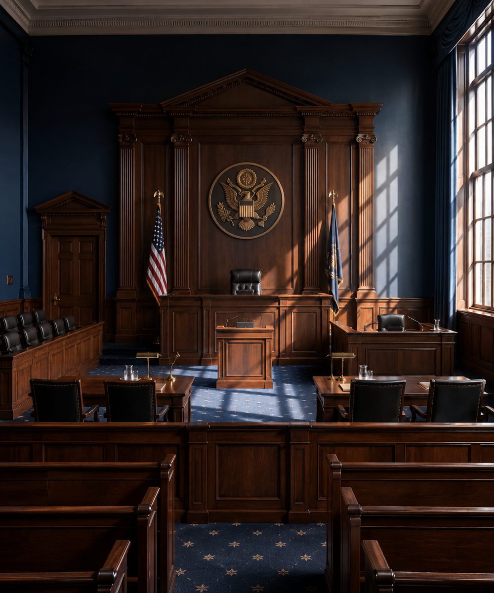 Federal courthouse architecture and courtroom context for public corruption